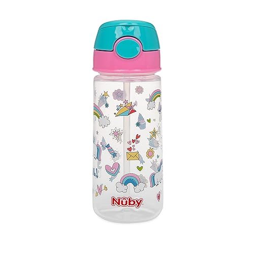Miniatura 10 de Nuby - Paquete de 2 botellas de agua activas con tapa de botón y pajita suave 18 onzas 183fl oz más de 18 meses 2 unidades tiburonesrobots