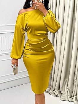 Amazon.com: Womens Long Sleeve Trendy Asymmetric Neckline Ruched Side Satin Bodycon Dress Maxi Outfit Short Dresses Mustard Yellow : Clothing, Shoes & Jewelry Amazon.com: Womens Long Sleeve Trendy Asymmetric Neckline Ruched Side Satin Bodycon Dress Maxi Outfit Short Dresses Mustard Yellow : Clothing, Shoes & Jewelry