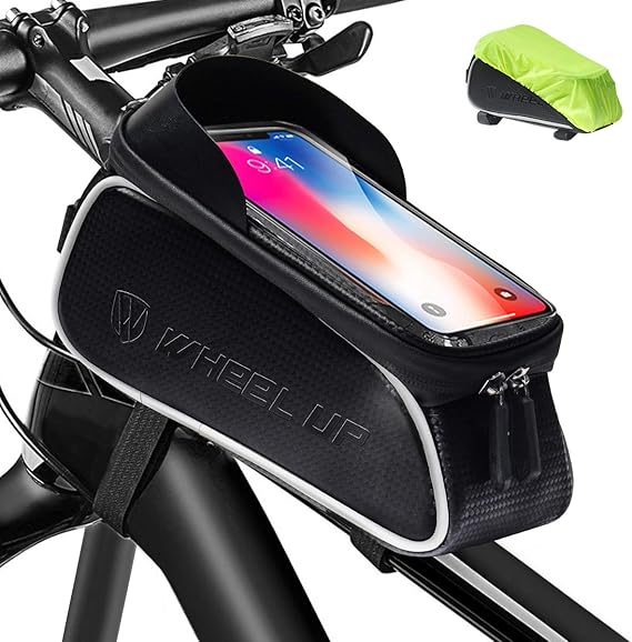 Amazon Co Jp Jdsums 自転車トップチューブバッグ フレームバッグ 防水 自転車バッグ 大容量 遮光 レインカバー付き イヤホン穴あり 6 0インチ以下のスマホ対応 タッチスクリーン 夜間安全 取り付け簡単 ロードバイク等適用 スポーツ アウトドア