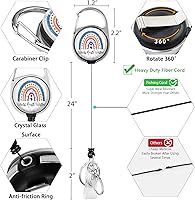 Vista 4 de Carretes de Insignias Retráctiles Mental Health Matters de Servicio Pesado, Lindo Portaidentificación de Arcoíris con Cordón Separable, Clip