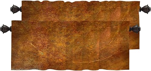 Miniatura 16 de Cenefas de cocina modernas con patrón de cobre marrón dorado para ventanas, cenefas opacas abstractas de marcas de arañazos y cortinas opacas