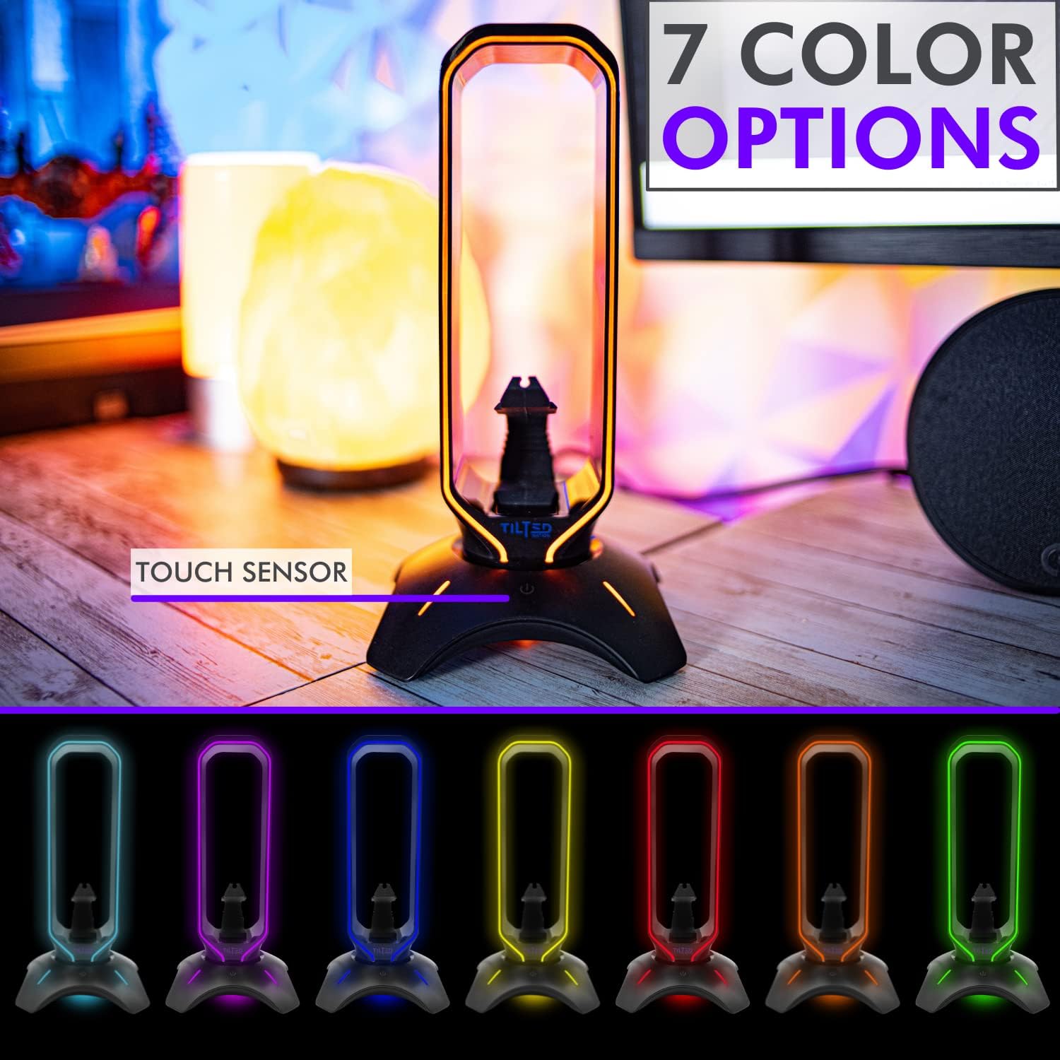 Cheapest 🛒 Tilted Nation RGB Headset Stand and Gaming Headphone Stand Display with Mouse Bungee Cord Holder - Gaming Headset Holder with USB 3.0 Hub for Wired or Wireless Headsets for Xbox, PS4, PC