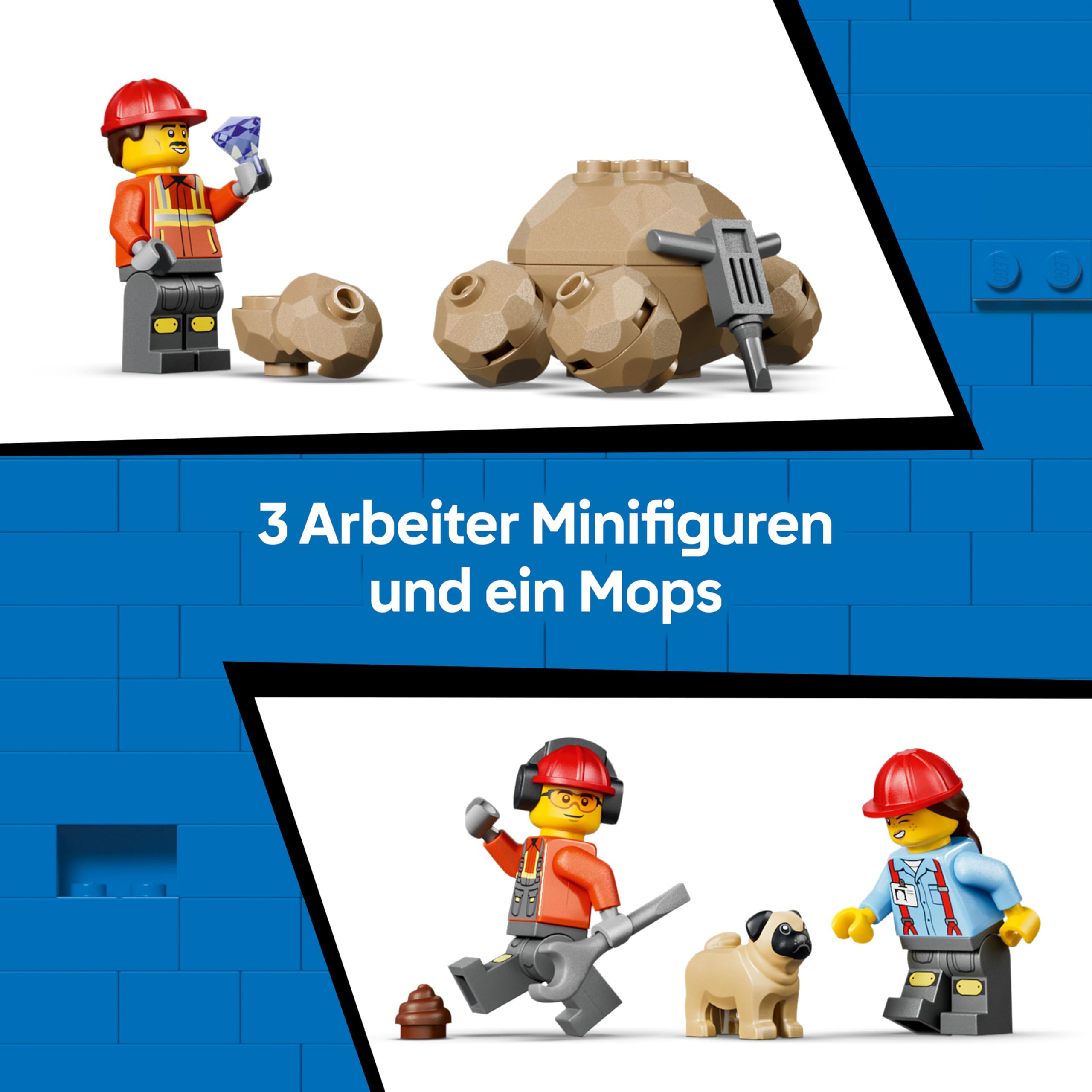 LEGO City Kipplaster und Schaufellader Spielzeuge - Baustellenfahrzeuge mit funktionierenden Funktionen und 3 Minifiguren - STEM Geburtstagsgeschenk für Jungen ab 8 Jahren - 60494