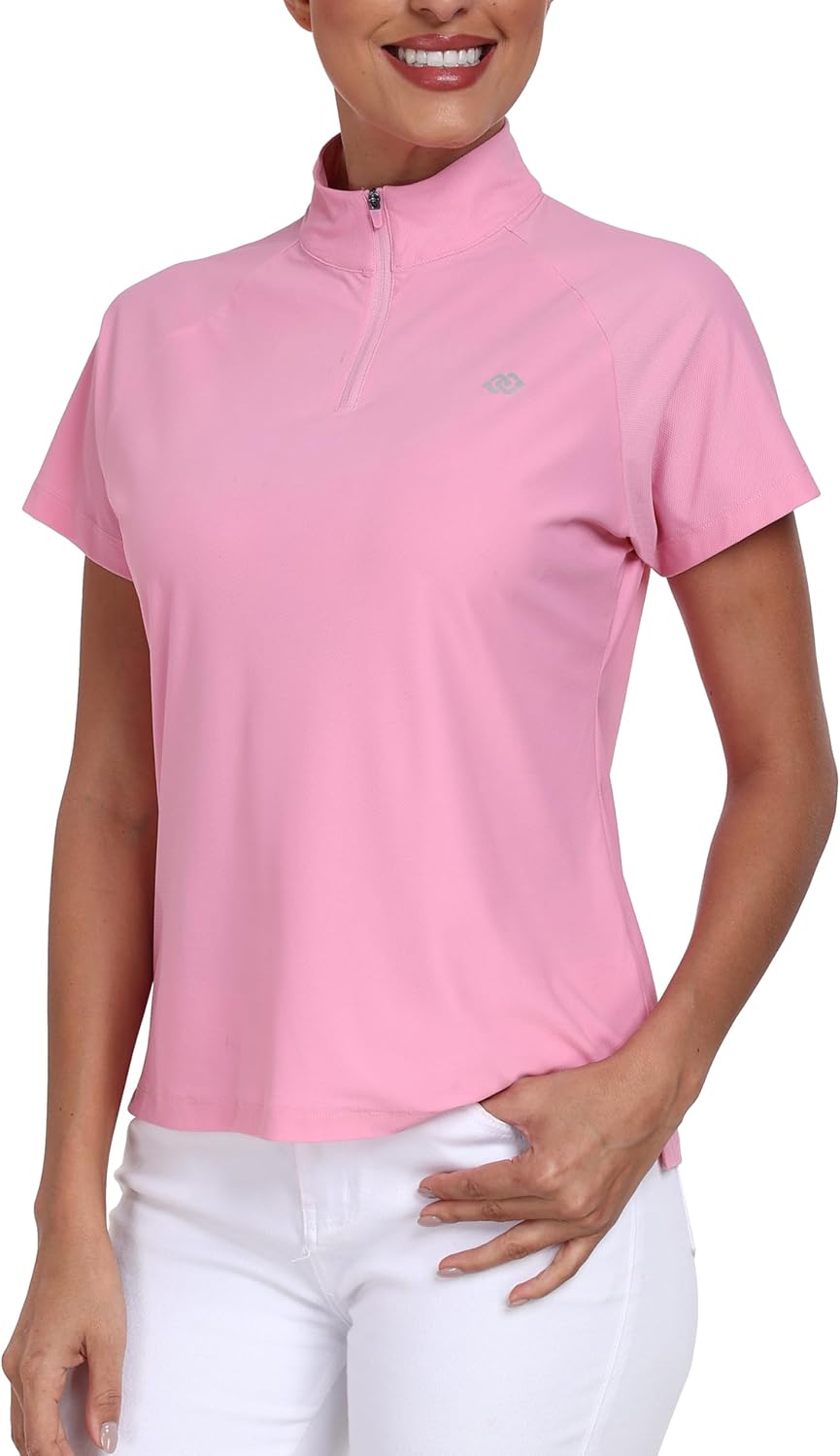 MoFiz Women's Golf Polo Shirt UPF 50+ Sun Protection Quick-Dry Short Sleeve T-Shirt 1/4 Zip Collared Athletic Tennis Tops - Image 3