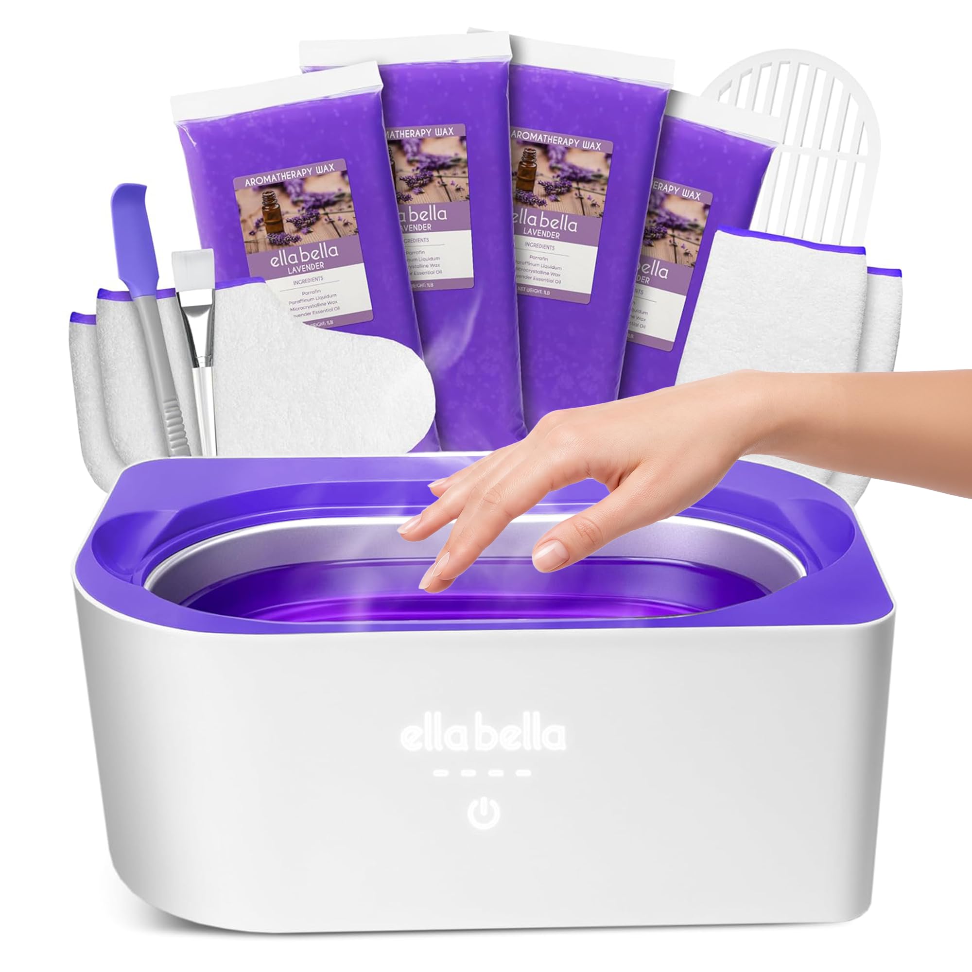 ELLA BELLA® Paraffin Wax Machine for Hand & Feet • Parafin Wax Warmer • Everything in One Kit – Paraffin Wax Refills, Mitts & Booties • Soothing Relief with Parrafin Hot Wax • Home Paraffin Wax Bath