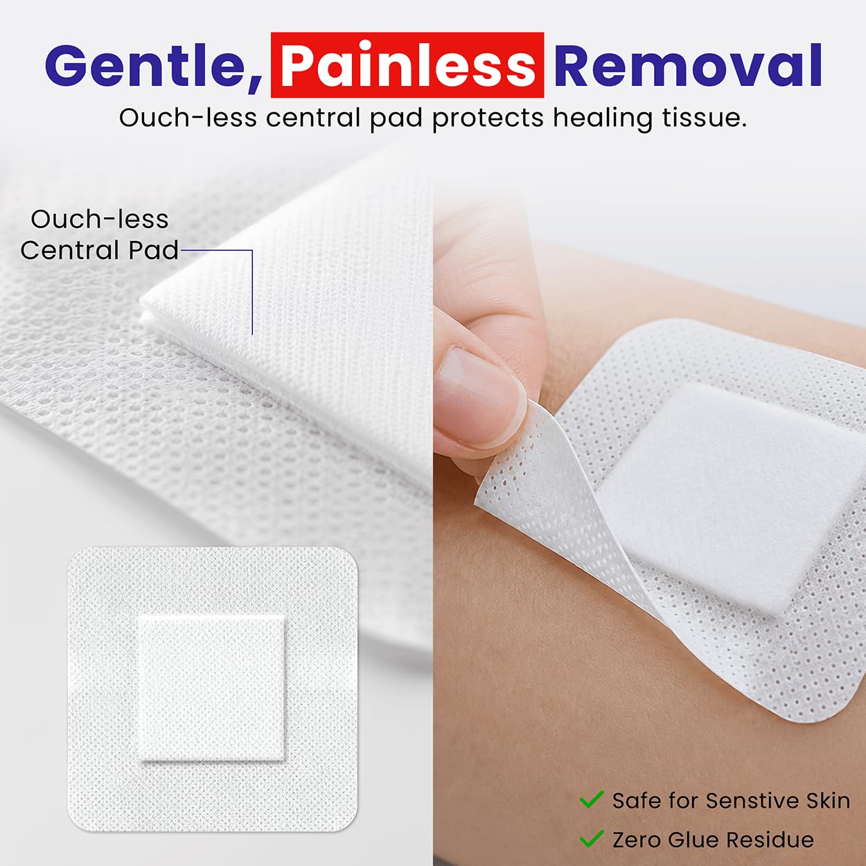 HEALQU Bordered Gauze Island Dressing - 50 Count, 2" x 2" Sterile Individually Wrapped Gauze Pads with Water-Resistant, Non-Woven Backing - Soft and Breathable Wound Dressing for First Aid and Medical — Amazon image 5