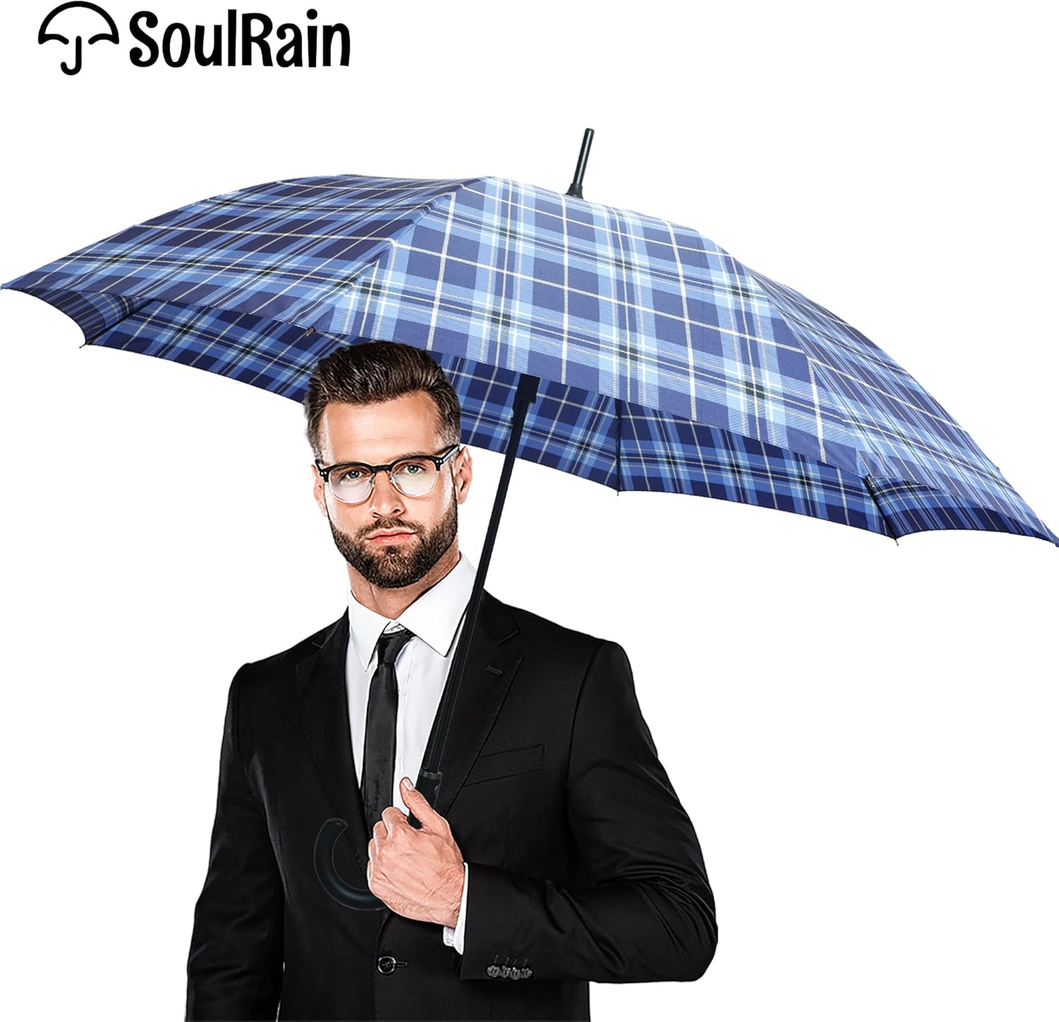 SoulRain 50 Inch Large Stick Umbrella Windproof Automatic Open Oversized J Handle Umbrellas for Men and Women Unbreakable Strong Travel Golf Umbrella - Image 3