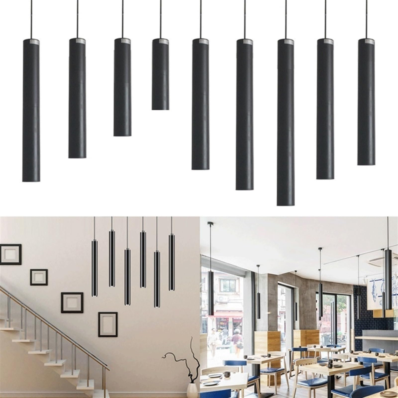 Lámpara Colgante Lineal Led de Tubo Largo, Moderna, Cuadrada, para Isla de Cocina, con Altura Ajustable, Ideal para Dormitorio, Comedor O Pasillo (Luz Blanca, Altura 52 Cm)./Luz Blanca/Altura 42 cm
