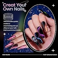 Vista 7 de Juego de esmaltes de uñas de gel de ojo de gato 9D con imán, 12 colores, esmalte de gel magnético de ojo de gato, efecto de galaxia camaleón