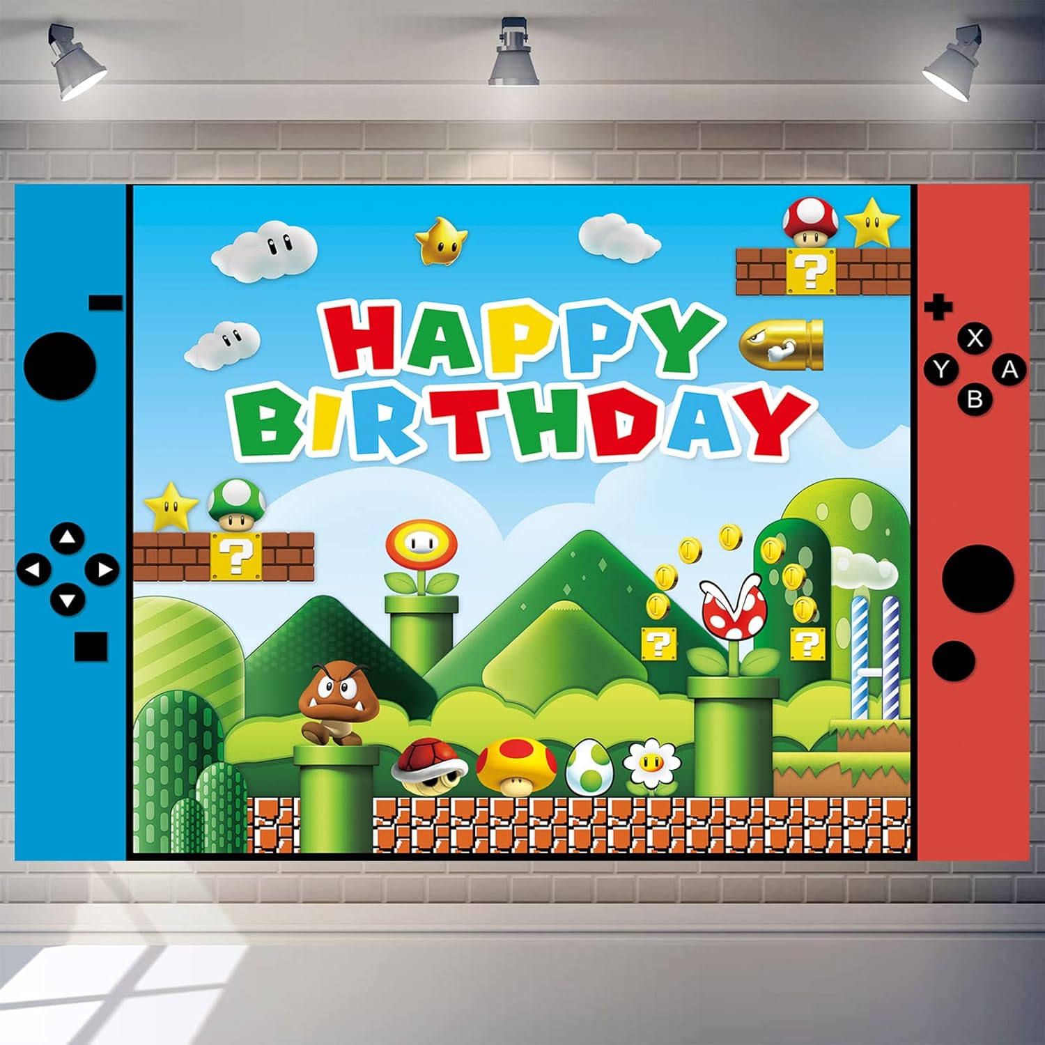 Adventure Video Game Happy Birthday Backdrop for Children