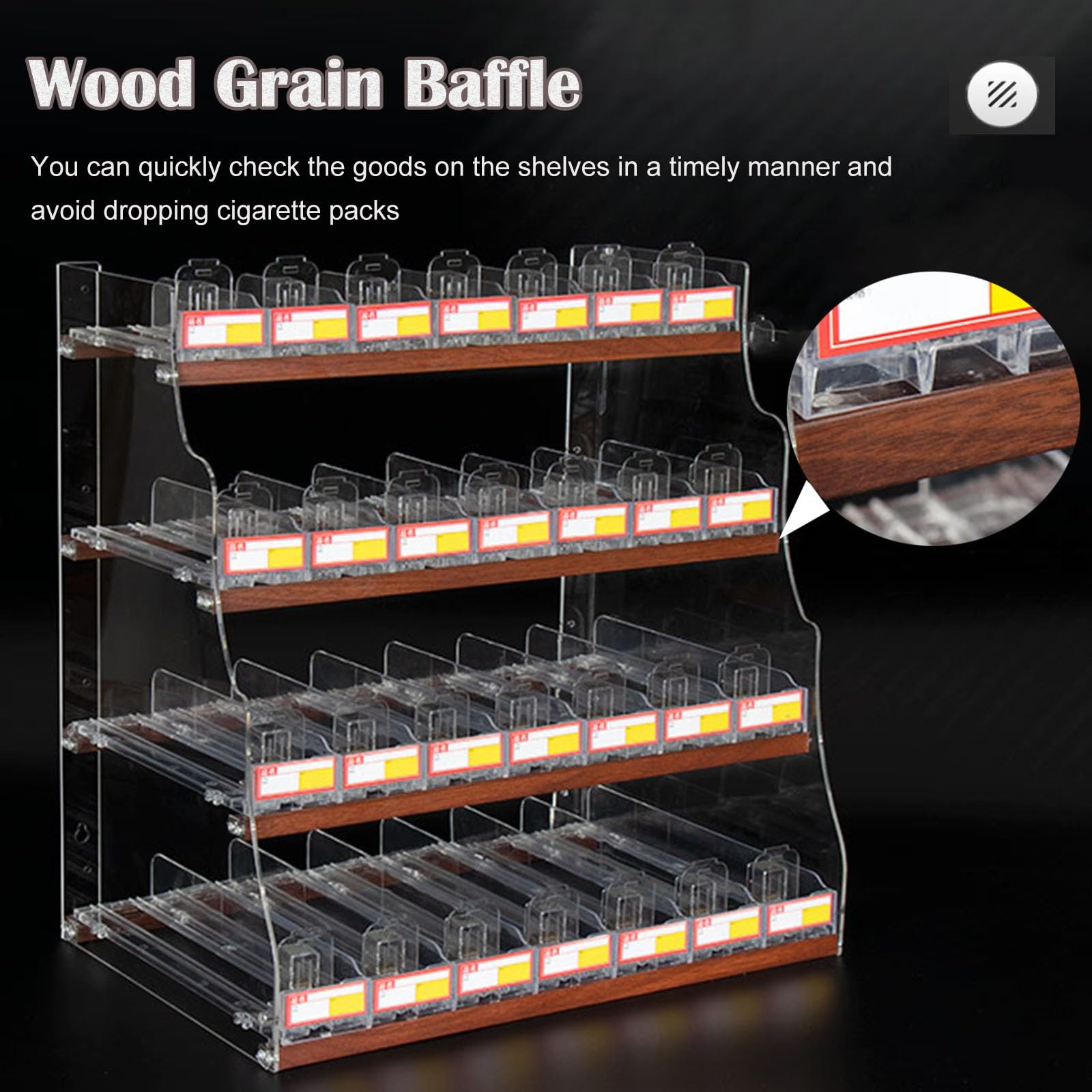 Amazon.com: Supermarket Cigarette Display Rack 4-Tier Cigarette Shelf  Display Rack, Convenience Store Kiosk Checkout Counter Cigarette  Stand/Cabinet with wood Baffle, Wall Mounted Retail Automatic Cigarette  Pushe : Health & Household