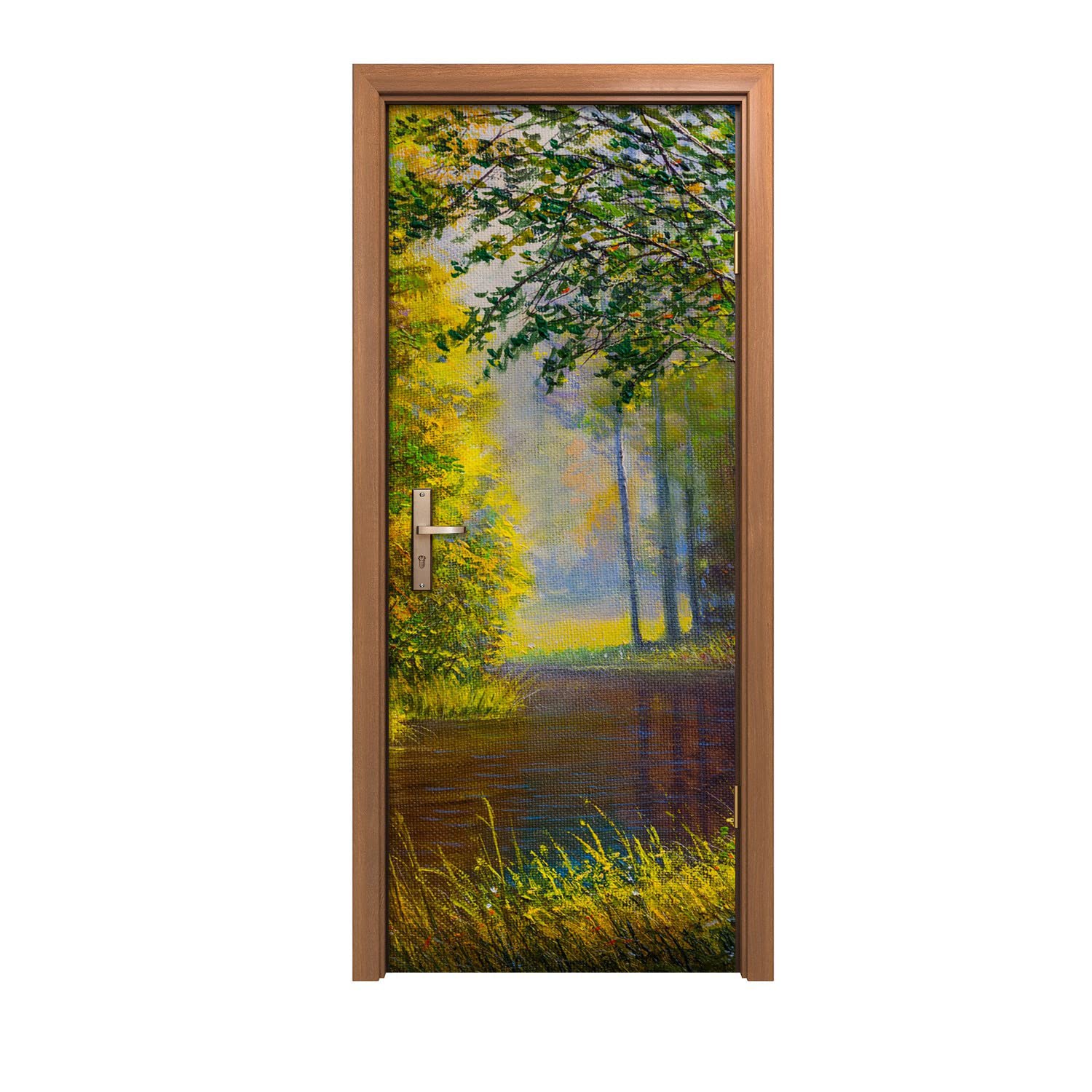 Autocollant de porte nature et fleurs forestières au design imprimé