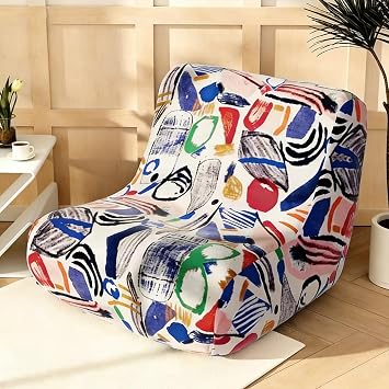 Giant Bean Bag Chair CoverNo Filler Oversized Bean Bag Couch for Adults/Kids Boneless Chair Soft Velvet Graffiti Bean Bag Cover Floor Sofa for Reading(Large)
