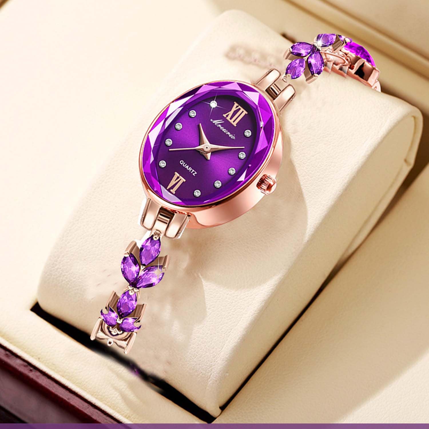 Orologio da donna con cinturino a forma di foglia