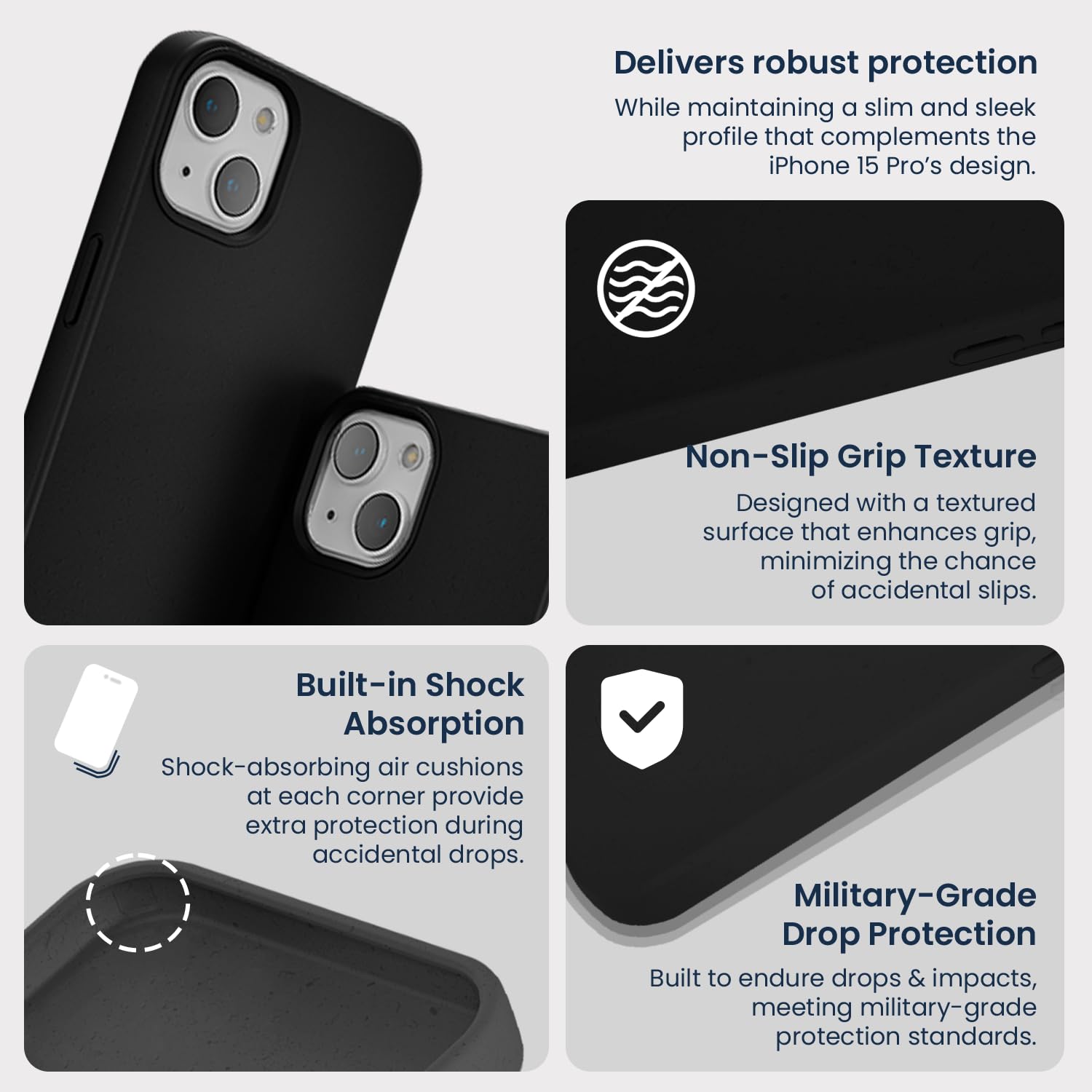 Wave Case Compatible with iPhone 15 MagSafe Case, Black - Image 4