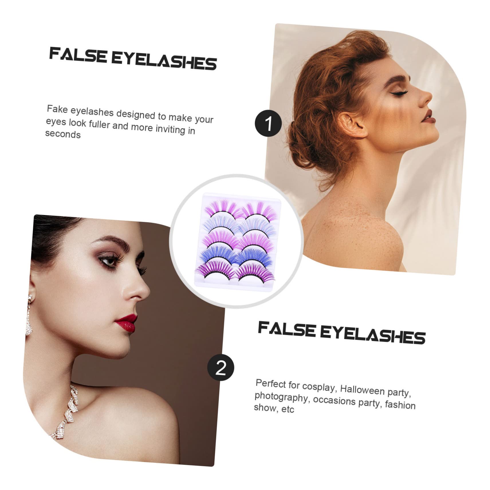 FRCOLOR 25pares Pestañas Postizas Coloridas Extensiones De Pestañas Suaves Para Maquillaje Profesional y Eventos Especiales