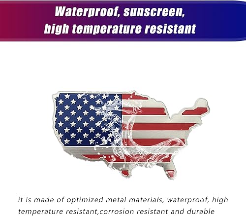 Miniatura 5 de 2 calcomanías modificadas para automóvil con bandera estadounidense, 2.7 x 1.5 pulgadas, impermeables, de metal, con adhesivo, etiqueta decorativa