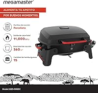 Vista 2 de Megamaster Parrilla de gas portátil de 1 quemador con tapa de bloqueo, quemador de acero inoxidable de 11,000 BTU, patas plegables, pequeña parrilla