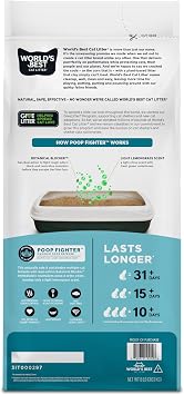 World's Best Cat Litter Poop Fighter, Urine & Poop Odor Defense, 8 lb Bag