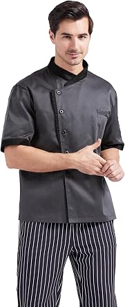 Nanxson Unisex Chef Jacket Mens Chef Coat Kitchen Chef Uniform | Cotton-polyester fabric,Button design,for kitchen cook restaurant hotel,long/short sleeve