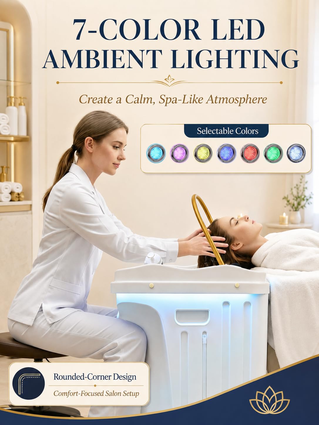 Lavatesta Head Spa con Serbatoi da 60 L e 20 L e Luce LED