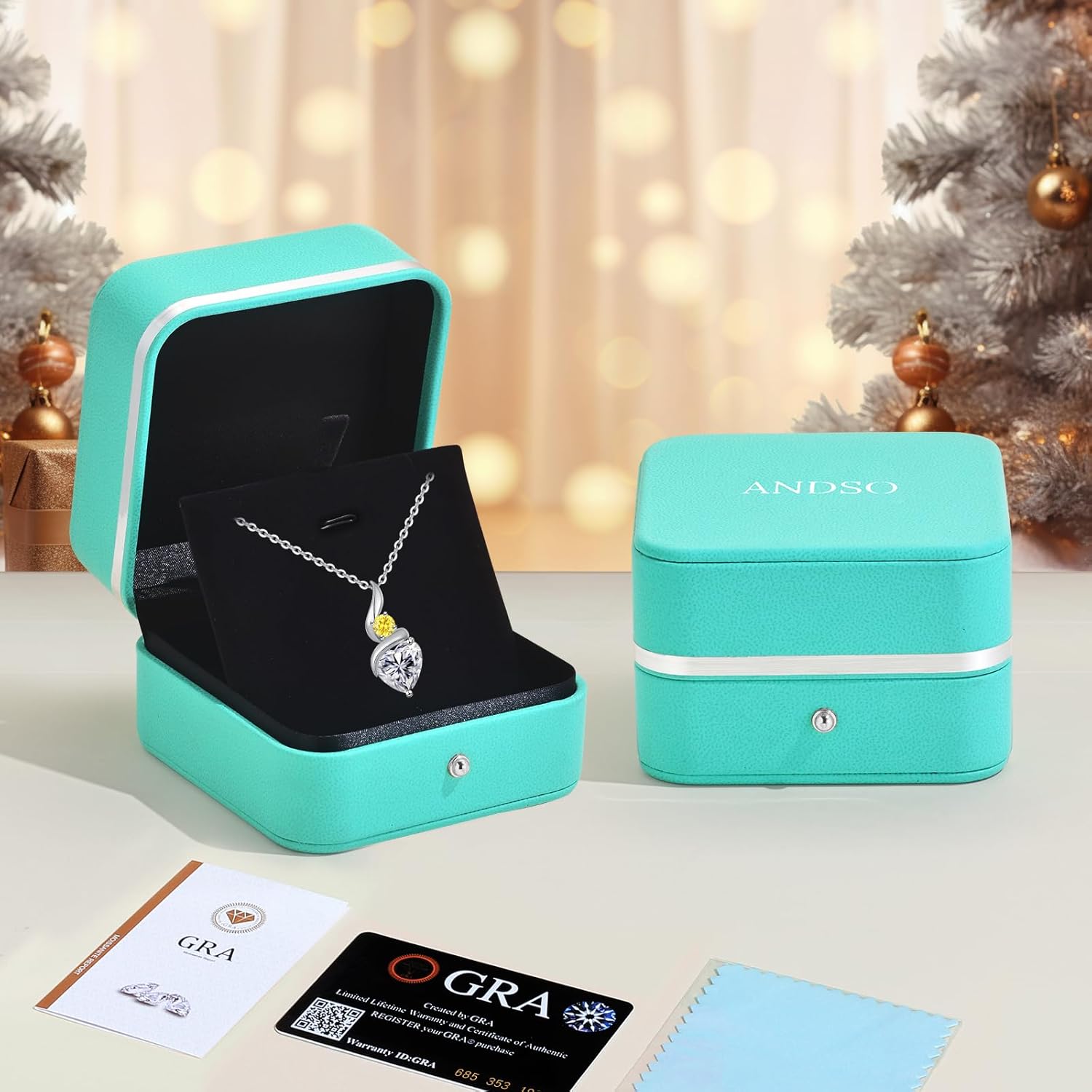 ANDSO Valentine's Day Gift Moissanite Heart Pendant Necklaces for Women, 925 Sterling Silver Necklace with Birthstone, Ideal Anniversary Present or Birthday Jewelry Gifts for Mom Wife Her Girlfriend - Image 6