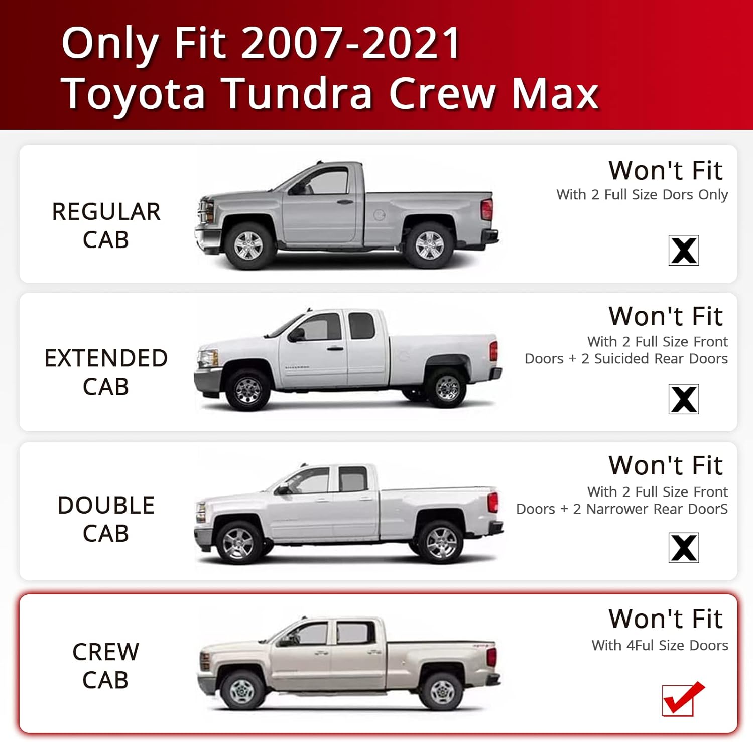 IKON MOTORSPORTS, Running Boards Compatible with 2007-2021 Toyota Tundra Crew Max, Black Side Step Bar Nerf Bars, 2008 2009 2010 2011 2012 2013