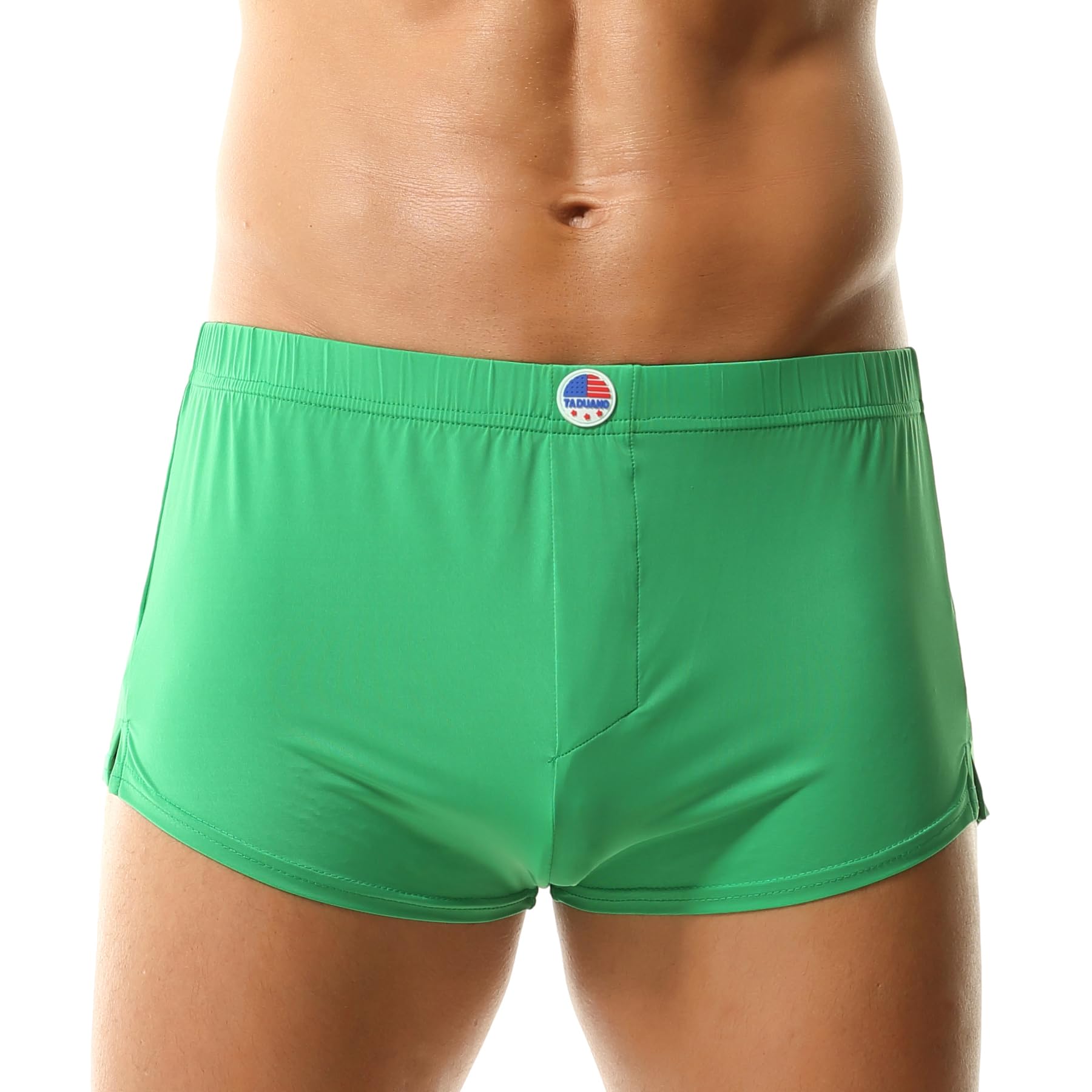 Taduano Men's Green Underwear Boxer Trunks Short Low Rise Cut Fashion Sports Style Booty Thin Stretchy