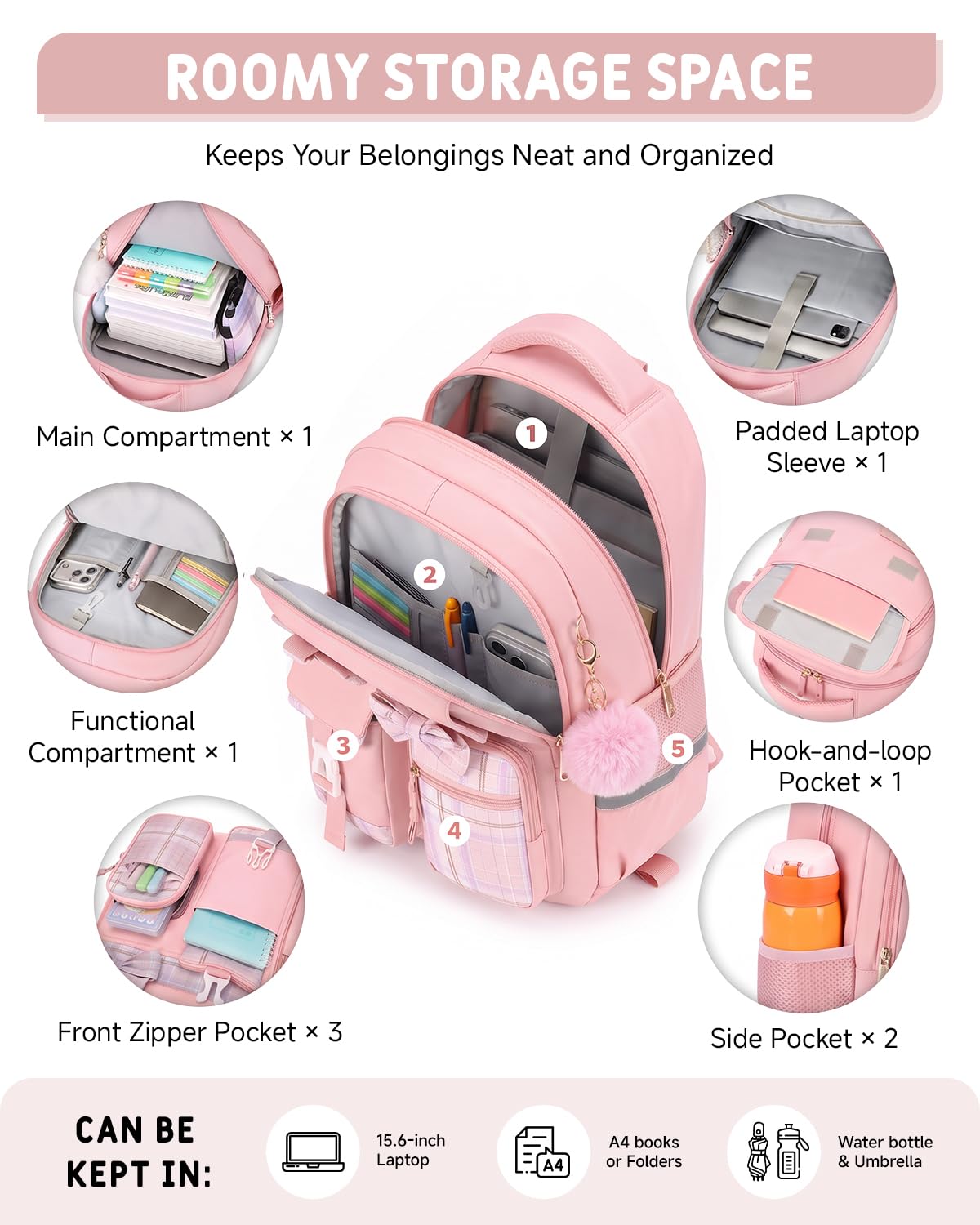 Tanou Cartable a Roulette Fille pour École Primaire et College, 24L