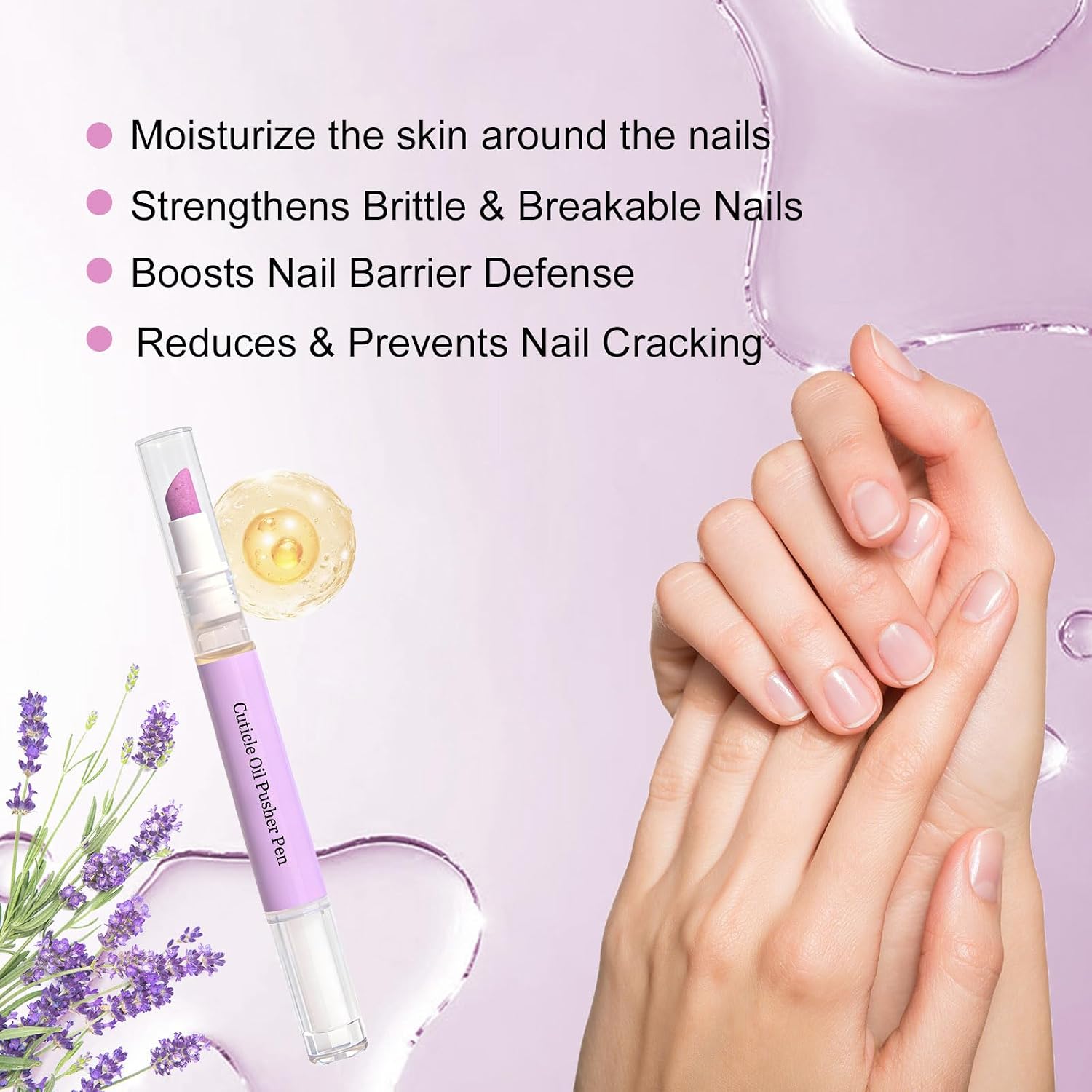 Ceramic Cuticle Pusher Oil Pen Cuticle Remover Gently Nourishes Nails for Hangnails, Dry & Damaged Nails, Moisturize Strengthen Brighten 2ml