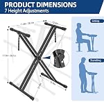 GLEAM Porte-clés et banc, Double X Style Porte-clefs Hauteur à partir de 48cm à 96cm, Hauteur du banc rembourré en mousse de densité lourde 35.5cm à 45.5cm noir