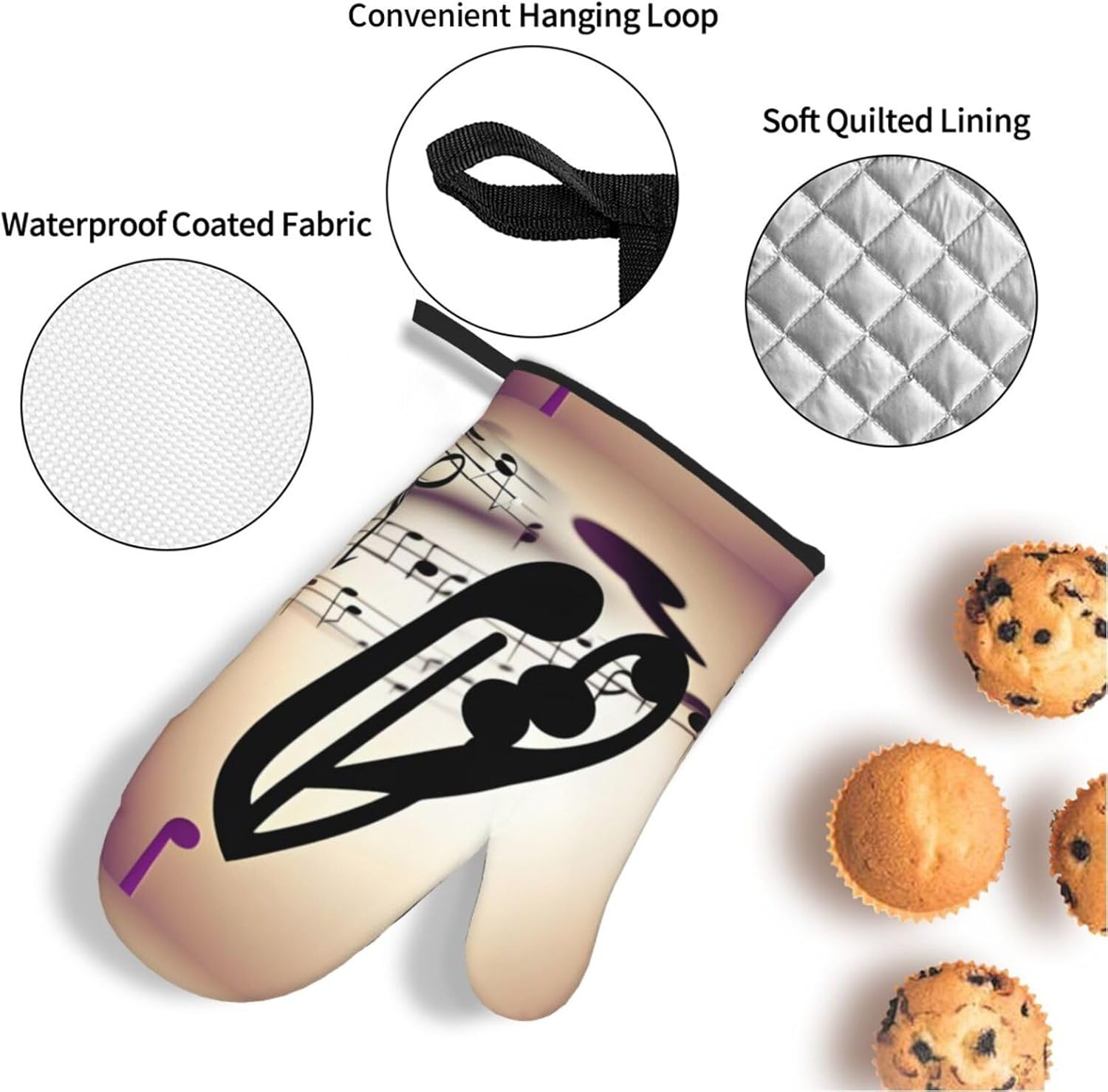 Music Note Patterns Kitchen baking four piece set, fit for cooking and baking, oven, microwave, and outdoor barbecue