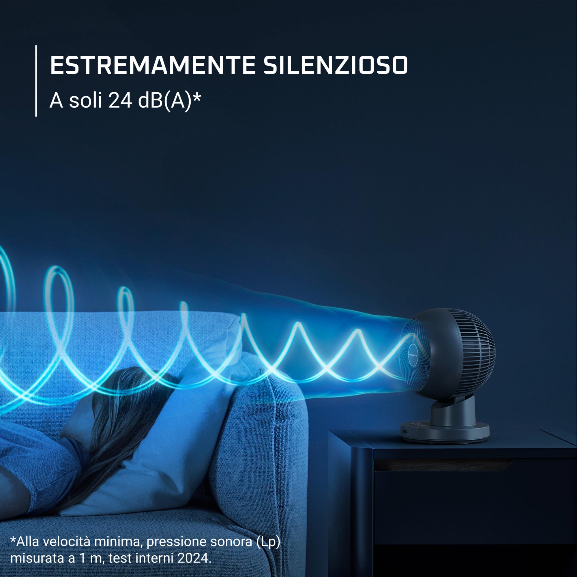 Rowenta Turbo Swift Compact, Ventilatore da Tavolo Silenzioso a 3 Modalità e 12 Velocità, con Modalità Silent Night, Oscillazione Multidirezionale, QV5041F0