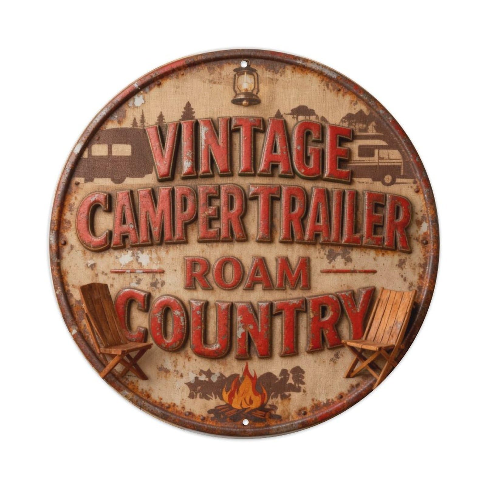 VINTAGE CAMPER TRAILER ROAM COUNTRY Metal Tin Sign Plaque
