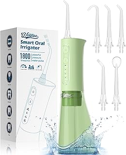 Water Dental Flosser Teeth Pick - 4 Modes Cordless Oral Irrigator 300ML Portable Rechargeable IPX7 Waterproof Powerful Battery Life Water Dental Piks for Cleaning for Home Travel (Green)