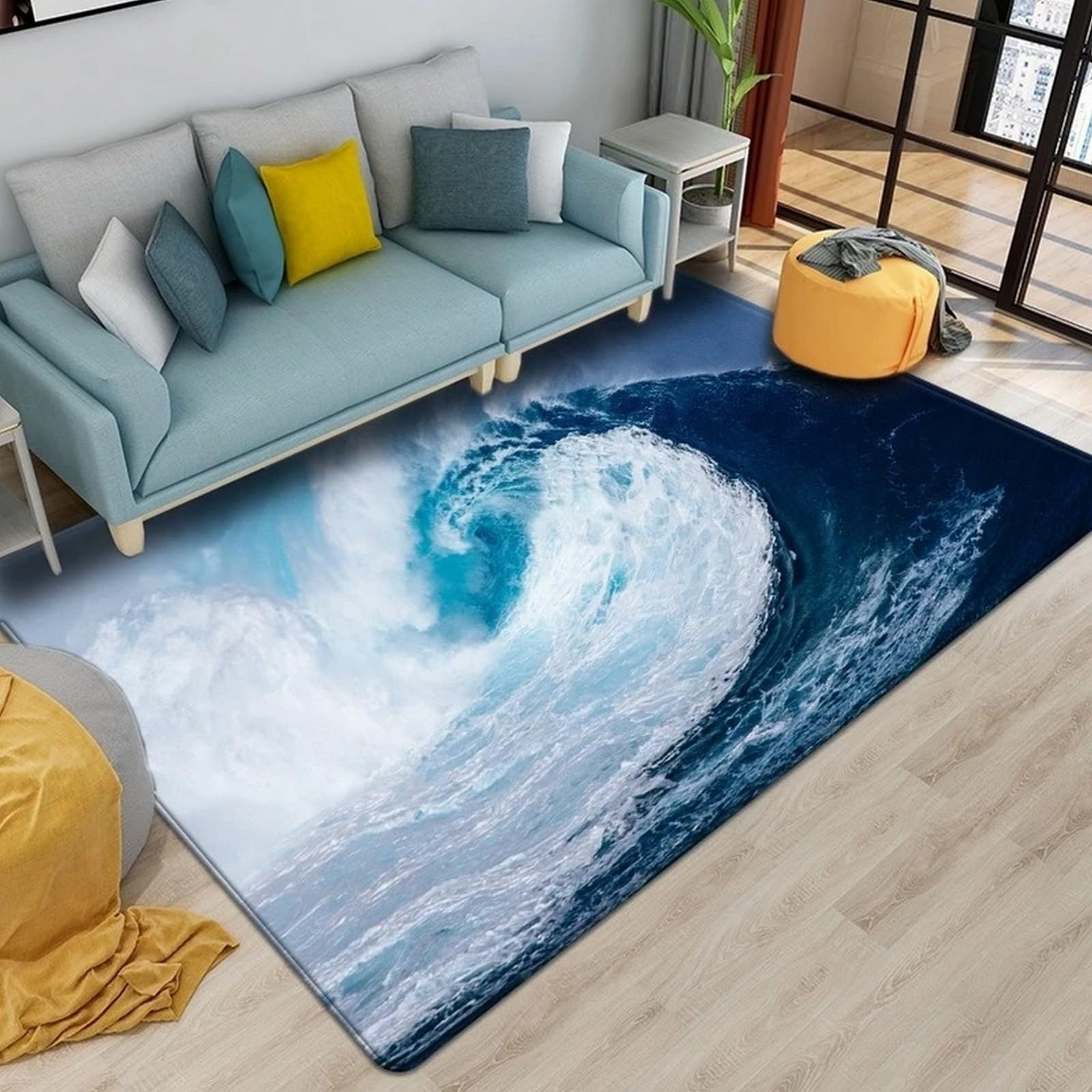 Tapis de salon grand carré moderne antidérapant pour chambre et couloir