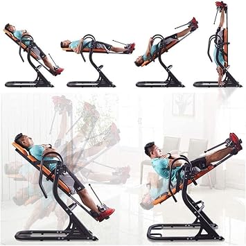 Heavy Duty Inversion Table, Foldable Gravity Trainer (With 3 Inversion Angle), Dual Stability, Safety, Home Gym Back Stretch Machine, Relieve Spine, Back Pain