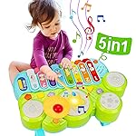 Baby Musical Toys 3 in 1 Piano Keyboard Xylophone Drum Set for 1 Year Old Girls Boys Toys Age 2 Music Instrument Learning Toys Toddlers 1-3 0-2 First Birthday Gift Infant Baby Toys 6 9 12 18 Month