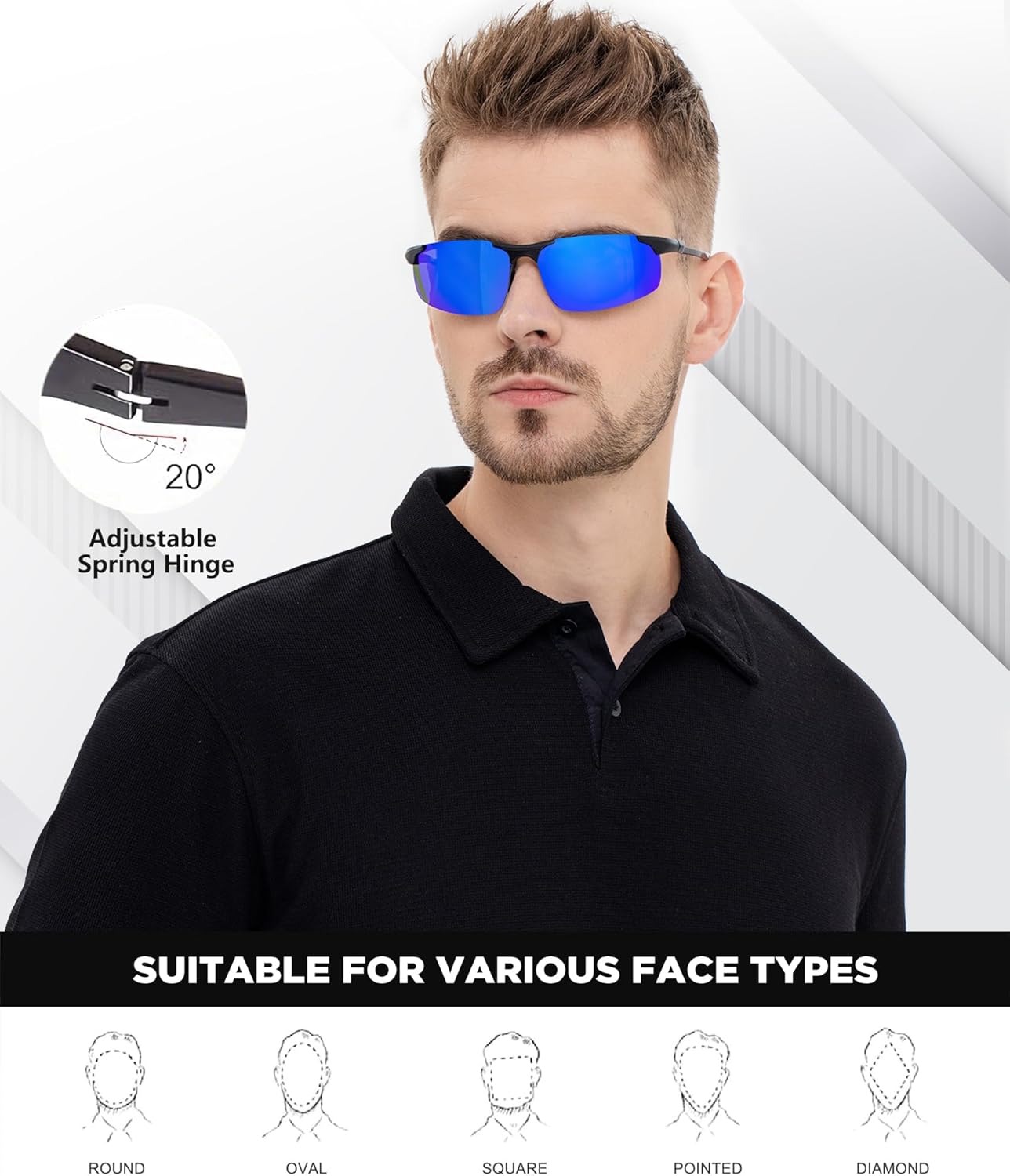 ANYLUV Polarized Sunglasses for Men Carbon Fiber Sunglasses with UV400 Protection for Fishing Driving Gift - Image 2