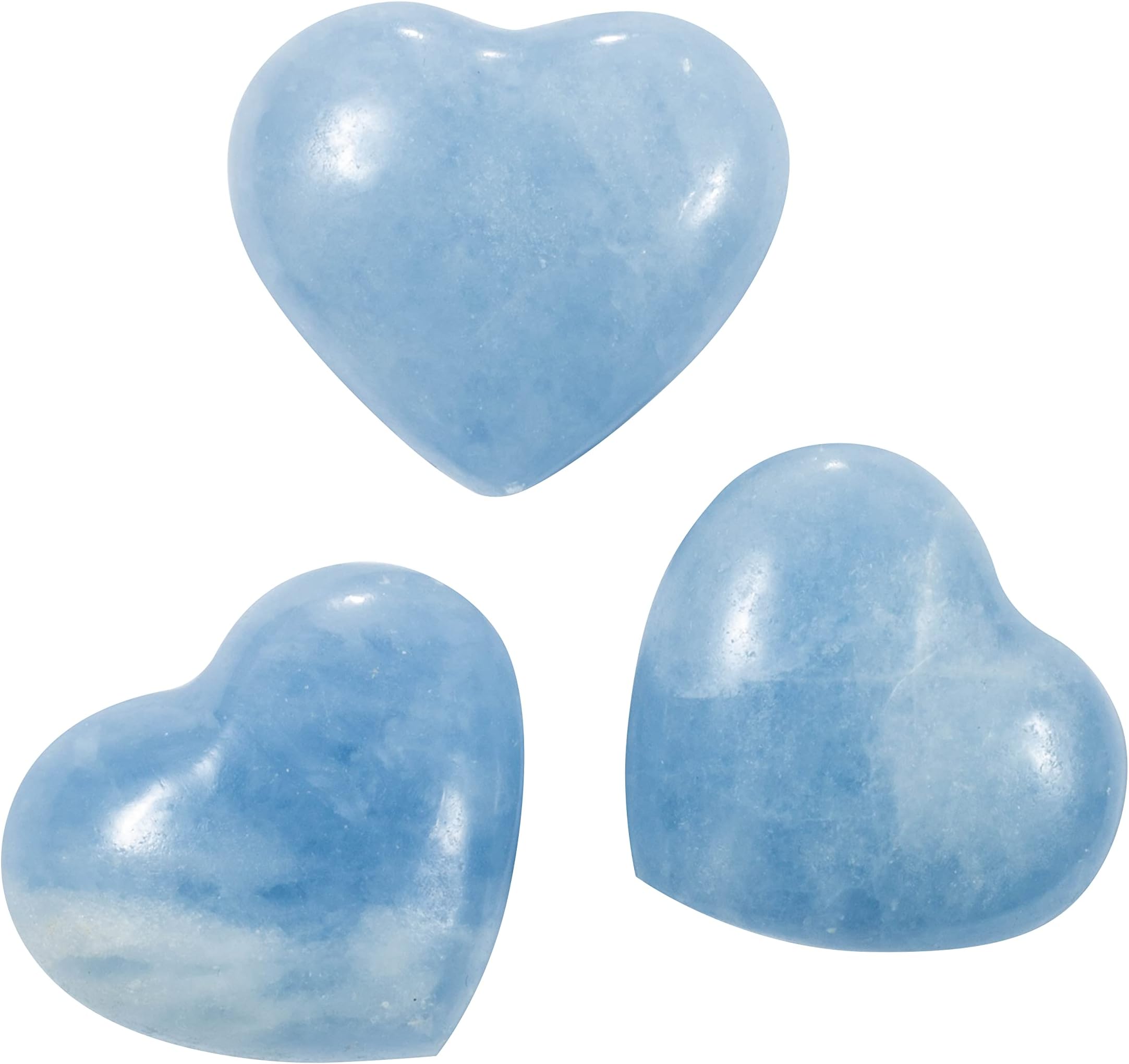 | Blue Calcite | Puff Heart Worry Stone | Size 1" | 1 Pc | Crystals and Healing Stones, Worry Stones for Anxiety, Reiki, Chakra, Witchcraft, Yoga, Meditation Accessories