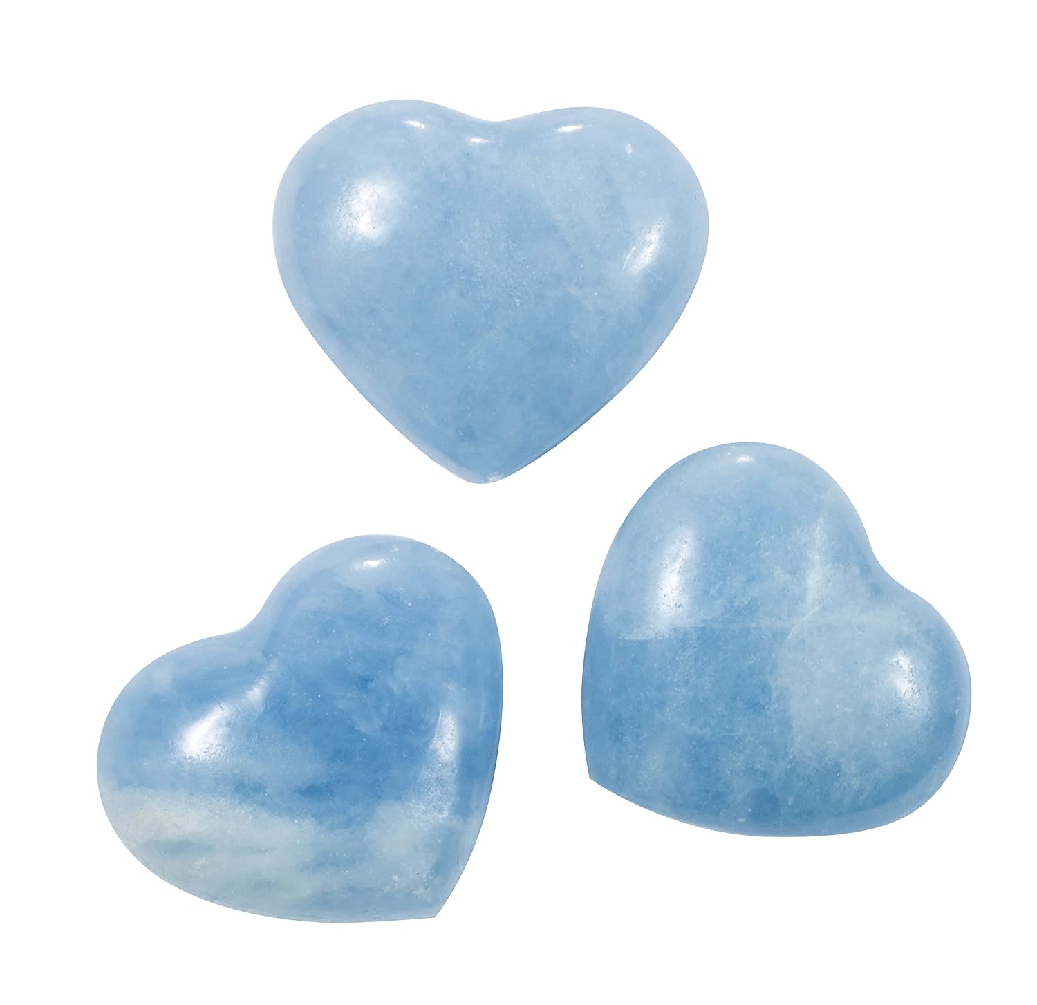 | Blue Calcite | Puff Heart Worry Stone | Size 1" | 1 Pc | Crystals and Healing Stones, Worry Stones for Anxiety, Reiki, Chakra, Witchcraft, Yoga, Meditation Accessories