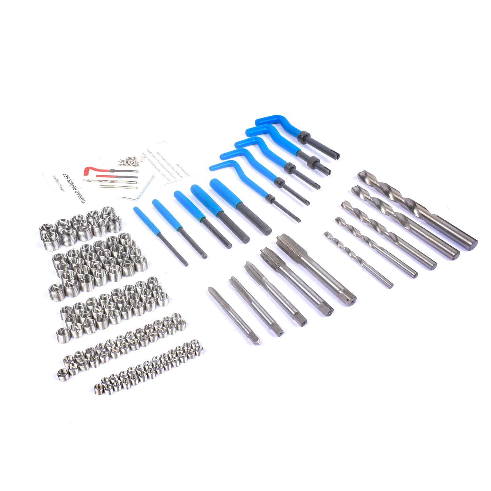 Bisenya Kit da 131 pezzi di riparazione filettatura, utensili per riparazione filettatura M5 M6 M8 M10 M12, filettatura blu
