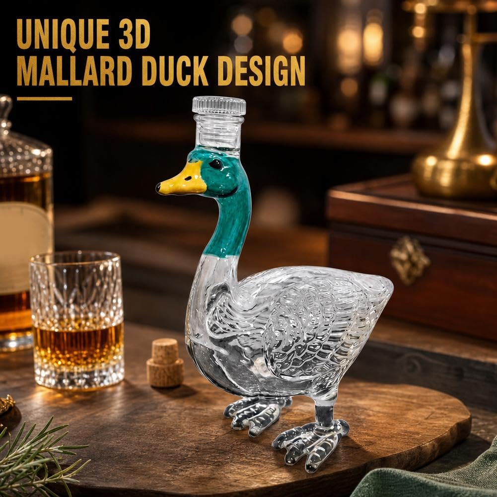 3D-Whiskey-Dekanter in Stockentenform, Glasdekanter, Textur, Likörbehälter, Bar, Zuhause, Party, lustiges Geschenk für Männer, Vater, Vater