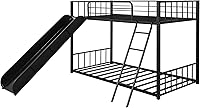 Vista 7 de Harper & Bright Designs Litera de metal individual sobre individual con escalera y tobogán, marco de cama resistente con rieles de protección