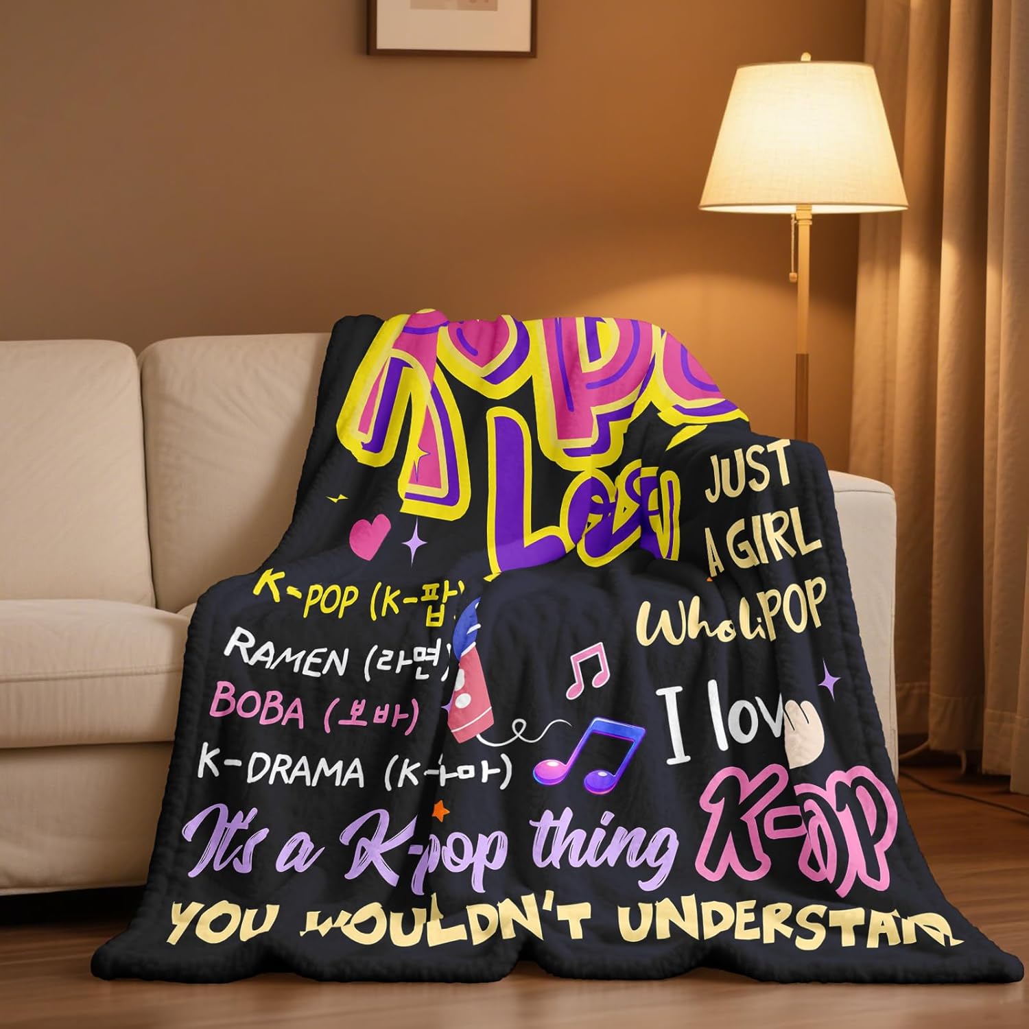 Kpop Gifts for Teen Girls Women, K Pop Blanket 60"X50", Kpop Stuff Merch, Christmas/Valentines Day/Graduation Birthday Gifts for Kpop Lovers/Fans/Friend Women, K-Pop Birthday Party Decorations