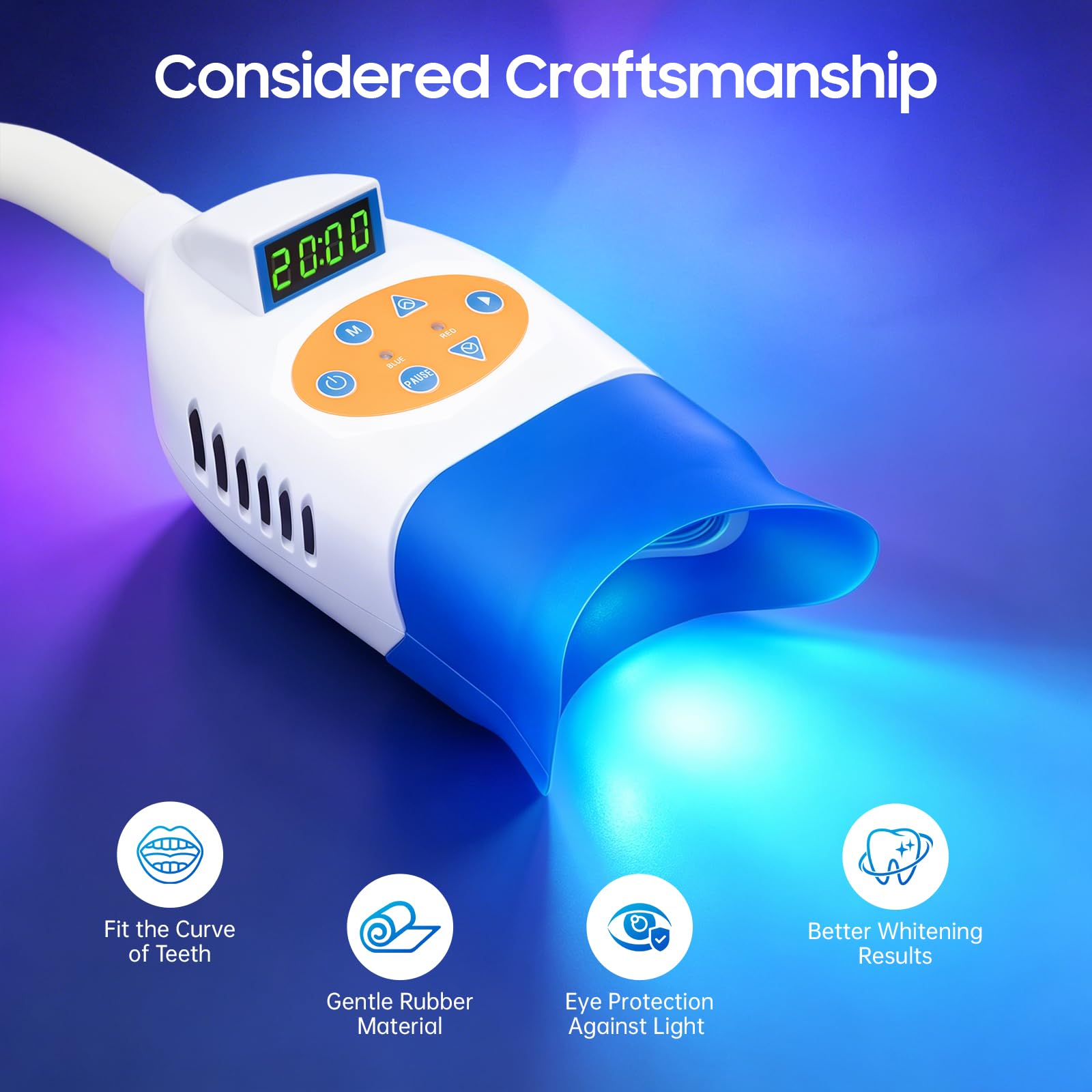 Apparecchio sbiancante Denti LED, Cura Orale Casa, 10 Tubi, Luminoso | Materiali robusti, 10 LED potenti,Timer automatico, roulette mobile, facile da pulire, uso domestico, cura scheggia sorriso
