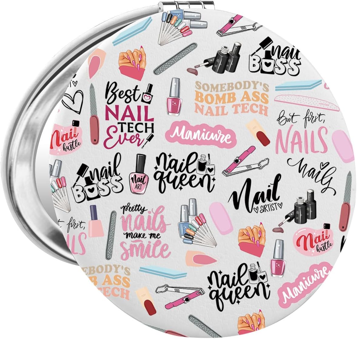 FUNYSONail Tech Lover Gift Nail Technician Gift Nail Tech Quotes Inspired Makeup Mirror for Nail Artist (Nail Tech UK)