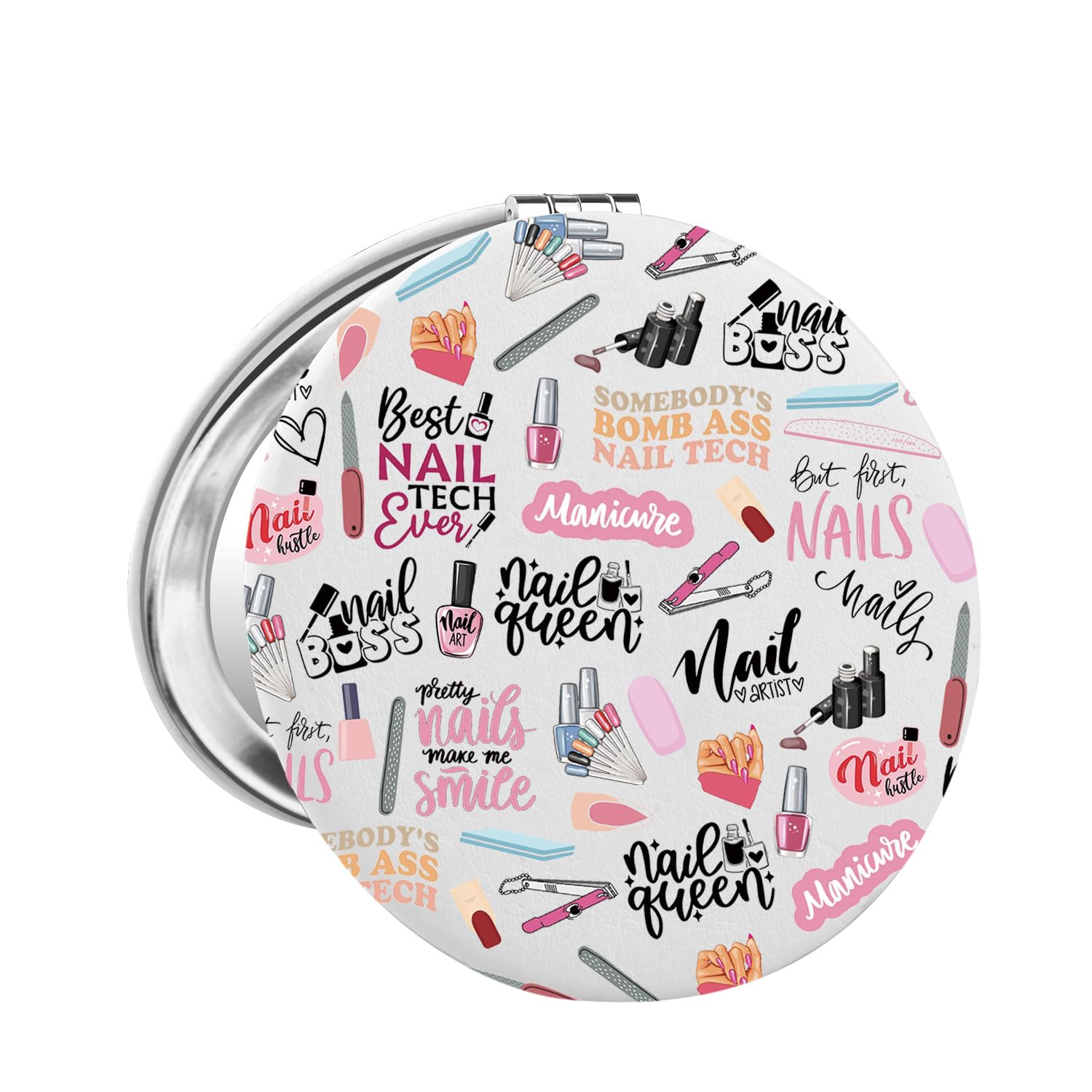 FUNYSONail Tech Lover Gift Nail Technician Gift Nail Tech Quotes Inspired Makeup Mirror for Nail Artist (Nail Tech UK)