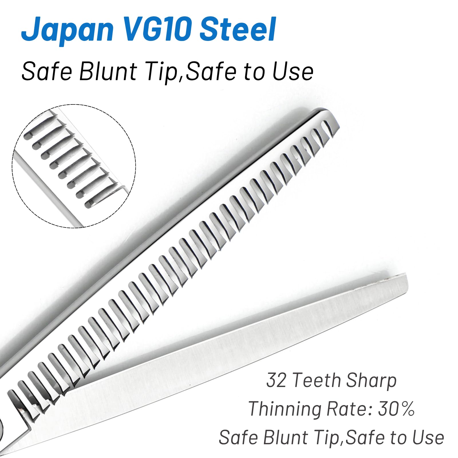 32 dents VG10 ciseaux pour chien en acier pour l'entretien, ciseaux de taille de 7 pouces pour animaux de compagnie, ciseaux amincissants à 30% pour chiens, chats et autres animaux de compagnie