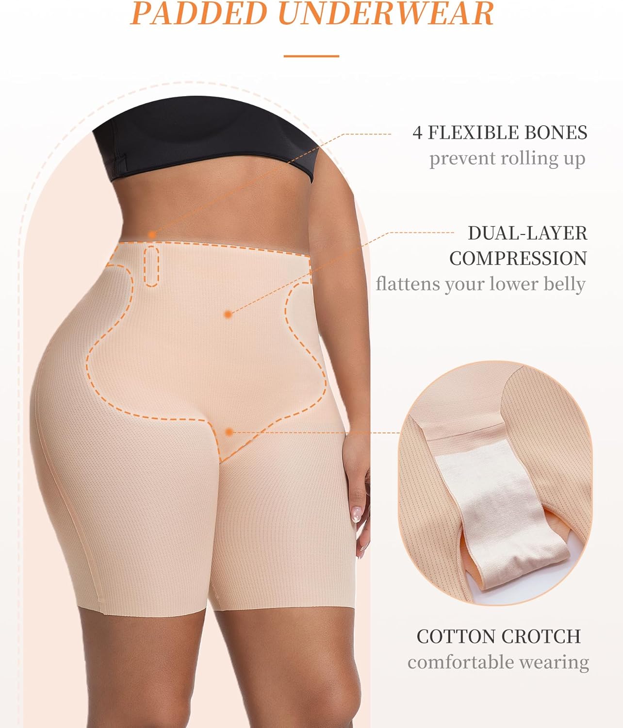 Stoto Butt Lifting Shapewear with Butt Pads Padded Underwear for Women Booty Lifting Panties Tummy Control Shaper Shorts - Image 3